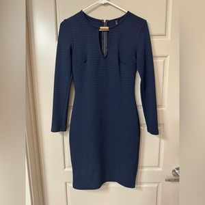 Navy blue long sleeve dress.